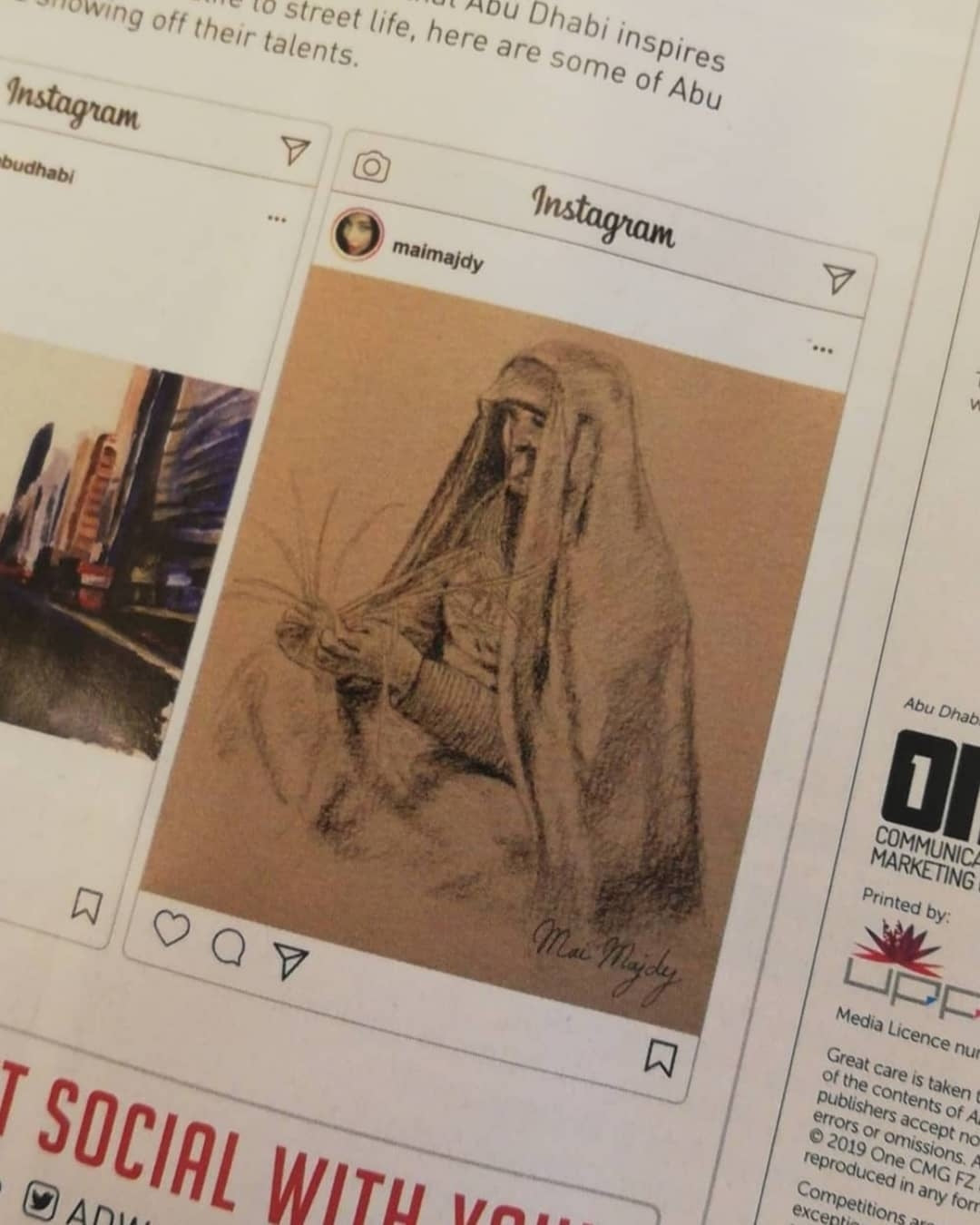 Artist Mai Majdy one of the creative and inspiring art Instagram accounts in 2019 by Abu Dhabi Word Weekly Magazine.