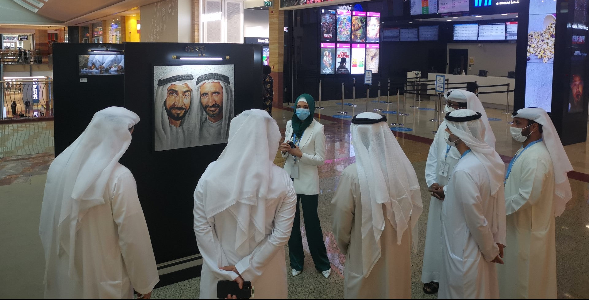 Portraits for sheikh Zaid and Sheikh Rashid by artist Mai Majdy showcased at «UAE 50th Anniversary Exhibition» 2021